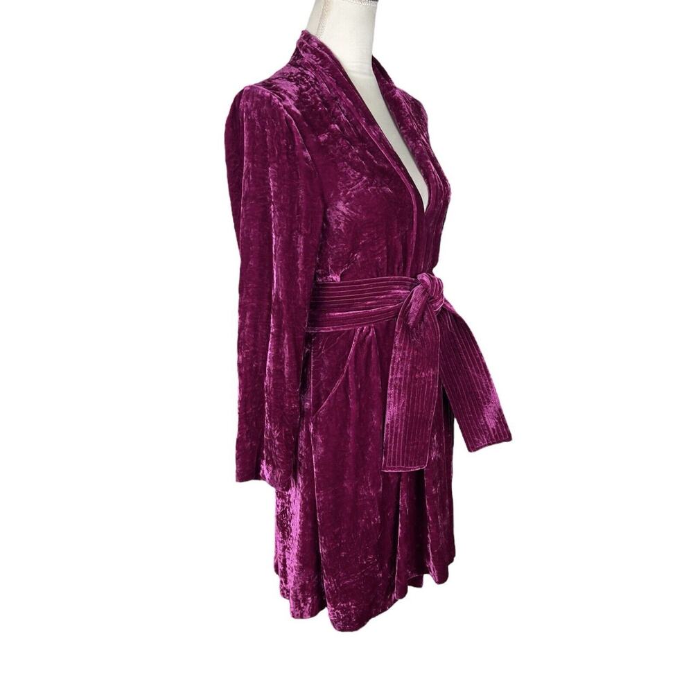 A.L.C. Kiera Pink Velvet Mini Party Cocktail Dress Deep V-Neck Belted Size 0 - Picture 3 of 7
